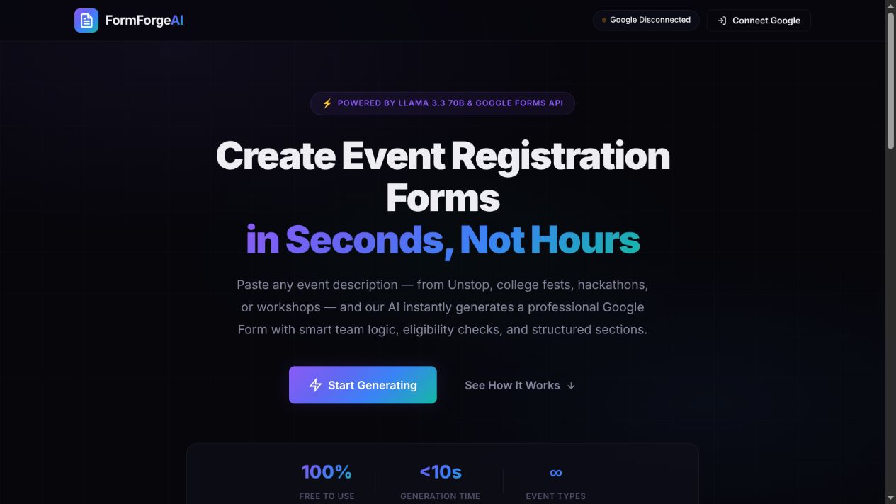 FormForge AI - AI-powered Google Form generator for college events