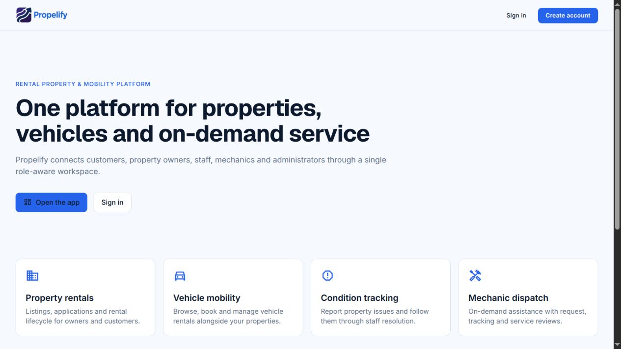 Propelify - Rental and mobility platform with role-based access control